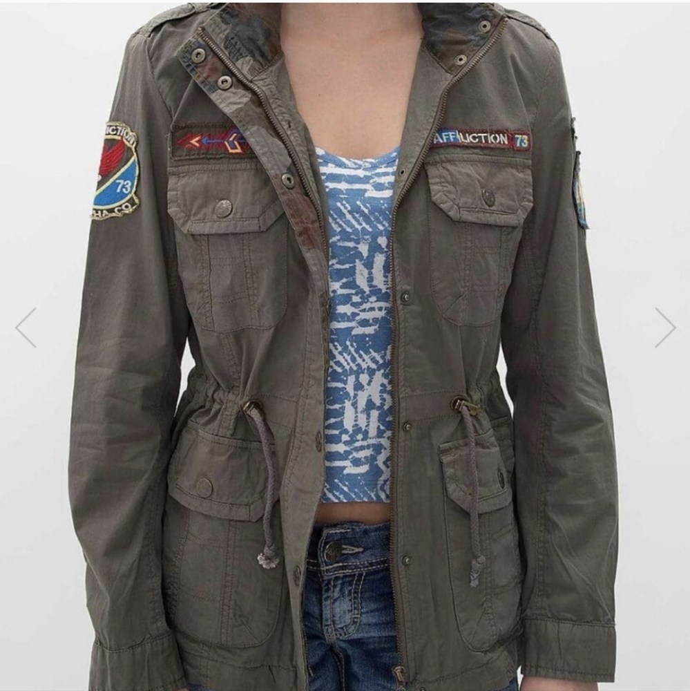 Affliction limited edition women's tough as nails military jacket